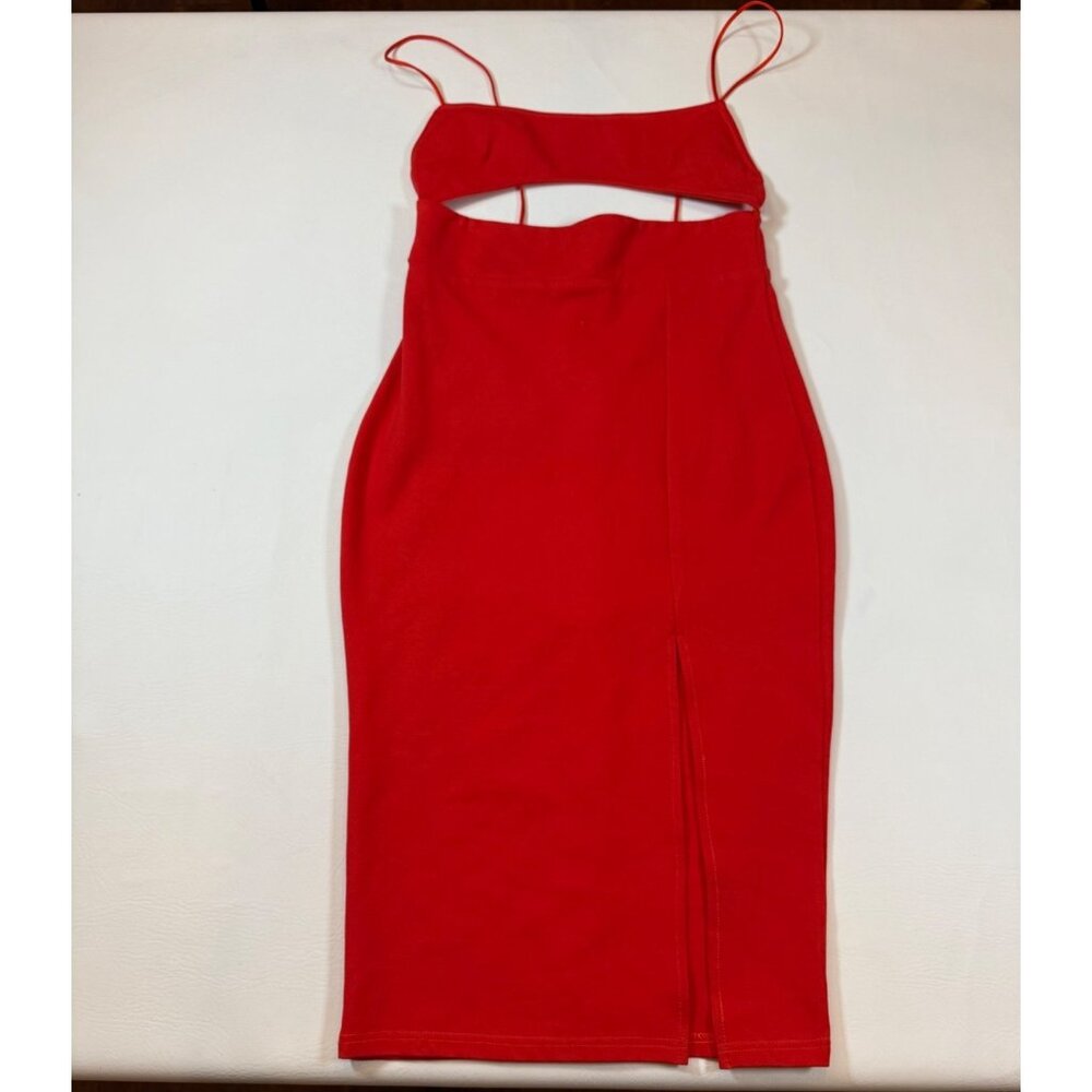 Superdown red cutout dress small spaghetti straps FLAW (bin LL150)